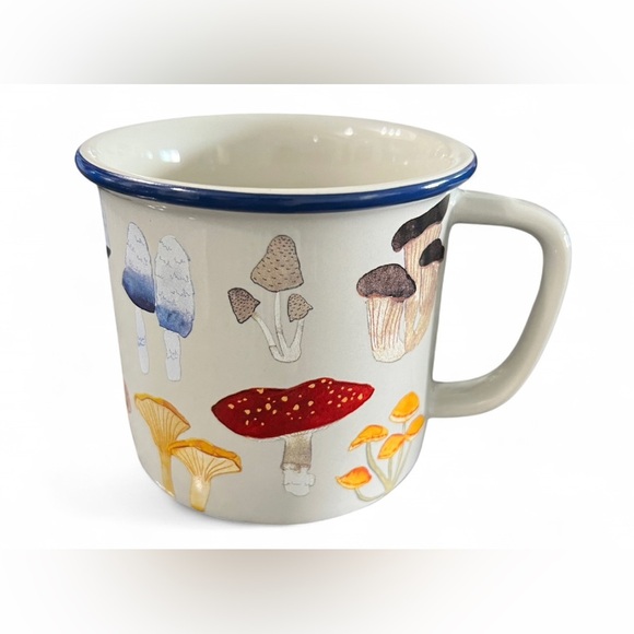 Now Designs Grey Mushroom Cottagecore Hiking Nature Outdoors Ceramic Coffee Mug - Picture 1 of 6